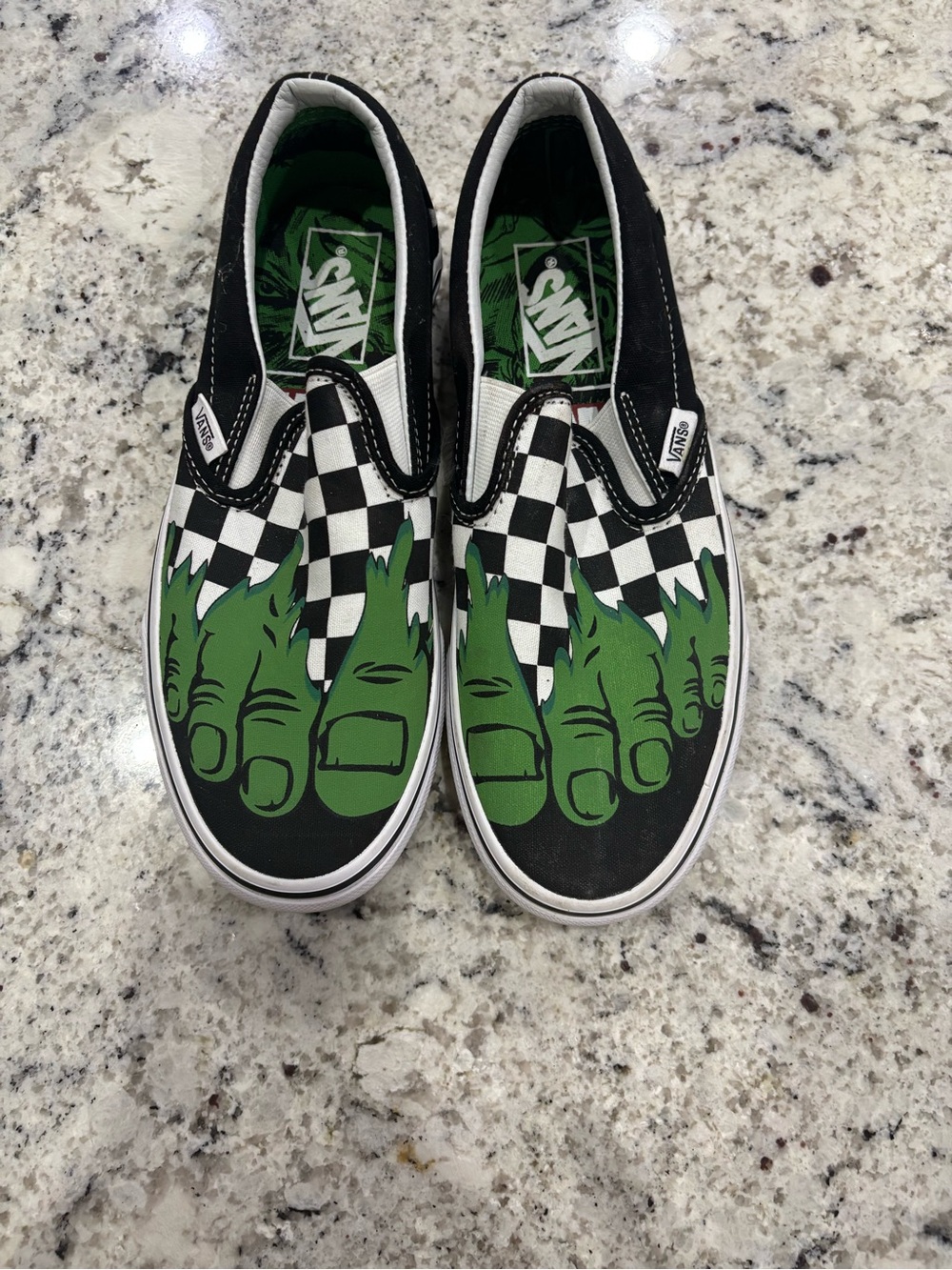 Rare Marvel x Vans Classic Slip-On "Hulk" Checkerboard - Sz 5.5 M/ 7 W